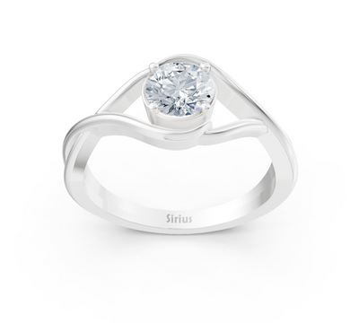 Lichtschwung solitaire ring made of white gold with round lab diamond