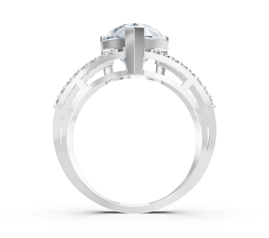 Elegant white gold ring with pear and round lab-grown diamond – 4.39 ct