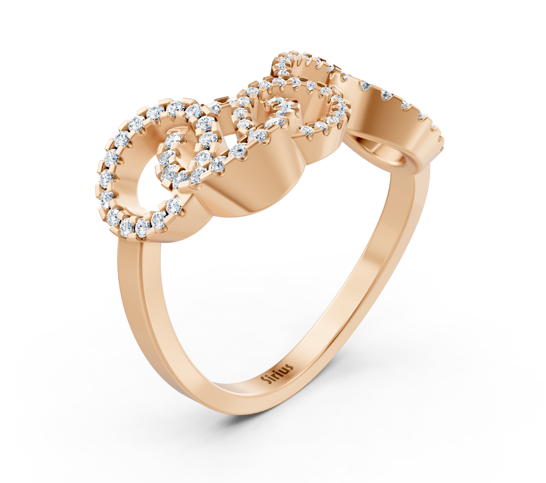 Romantic rose gold ring with lab diamond-studded bows