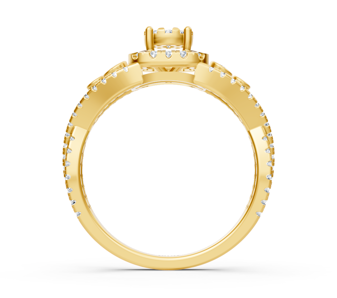 Exclusive engagement ring in 14K yellow gold with diamonds