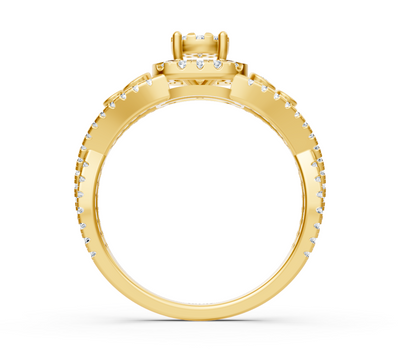 Exclusive engagement ring in 14K yellow gold with diamonds
