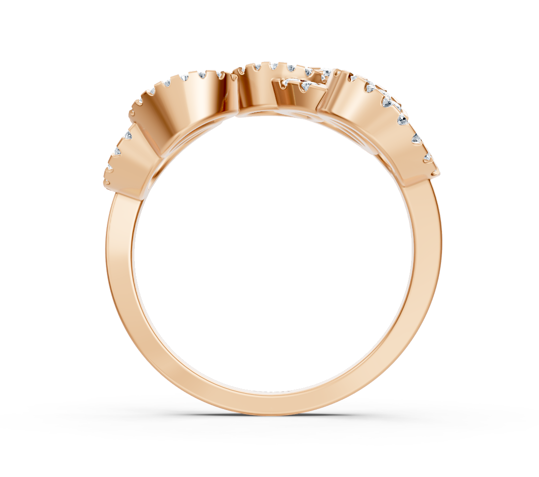 Romantic rose gold ring with lab diamond-studded bows