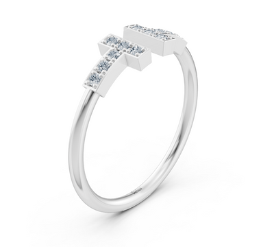 Zickzack-Ring mit Labor-Diamanten aus Weißgold