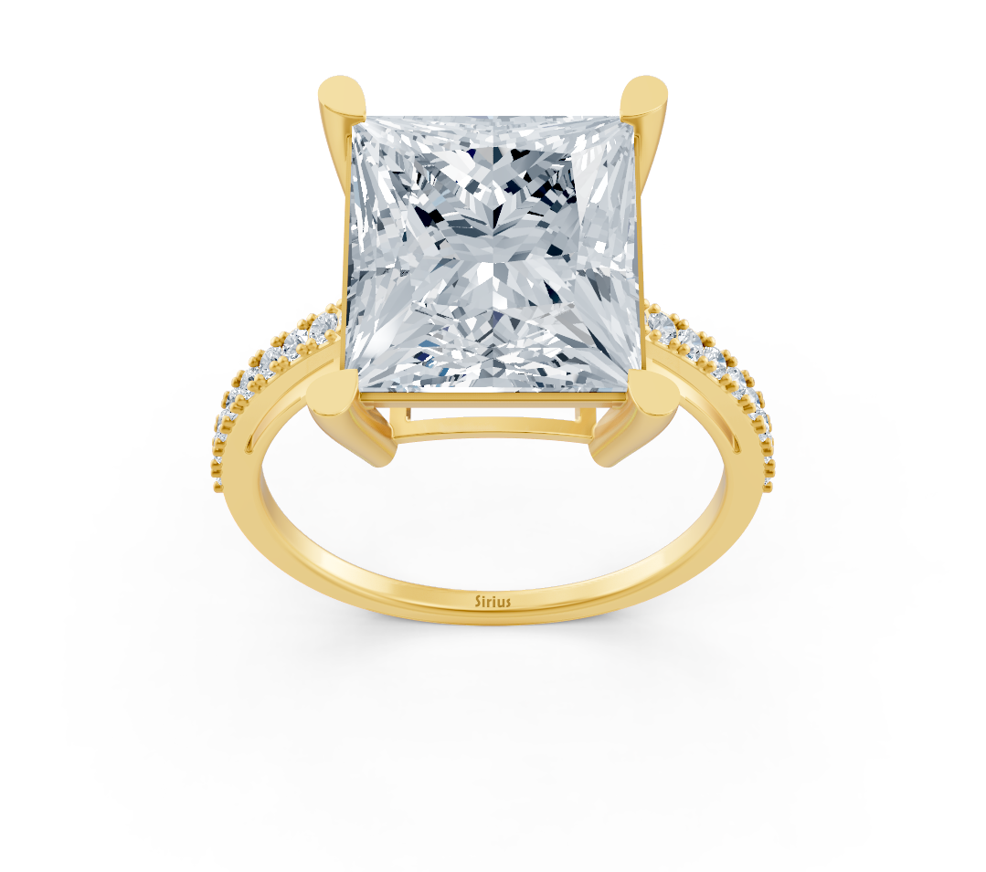 Verlobungsring Sirius mit Prinzess-Schliff in Gelbgold