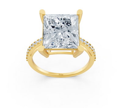 Verlobungsring Sirius mit Prinzess-Schliff in Gelbgold