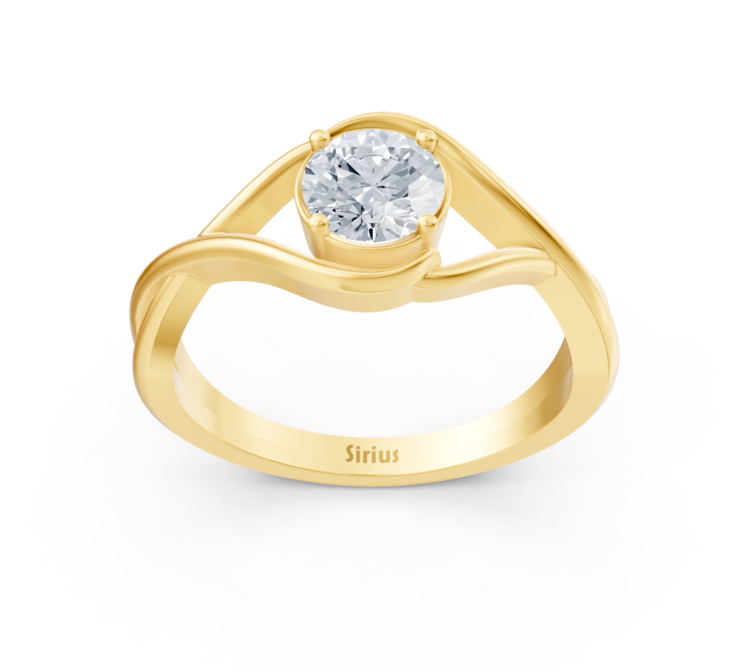 Bague solitaire Twiststrahl en Or Jaune avec diamant de laboratoire rond – Bijoux haut de gamme de Rosy Lab Diamonds
