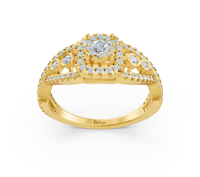 Exclusive engagement ring in 14K yellow gold with diamonds