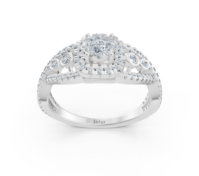 Exclusive engagement ring in 14K white gold with diamond setting