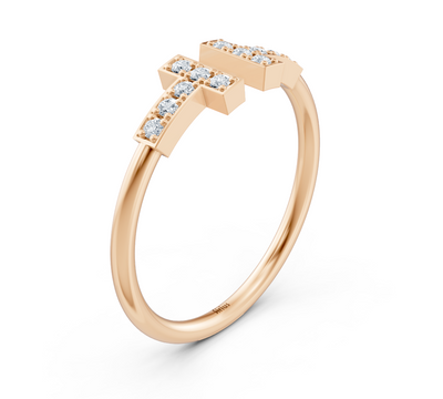 Zickzack-Ring mit Labor-Diamanten aus Roségold
