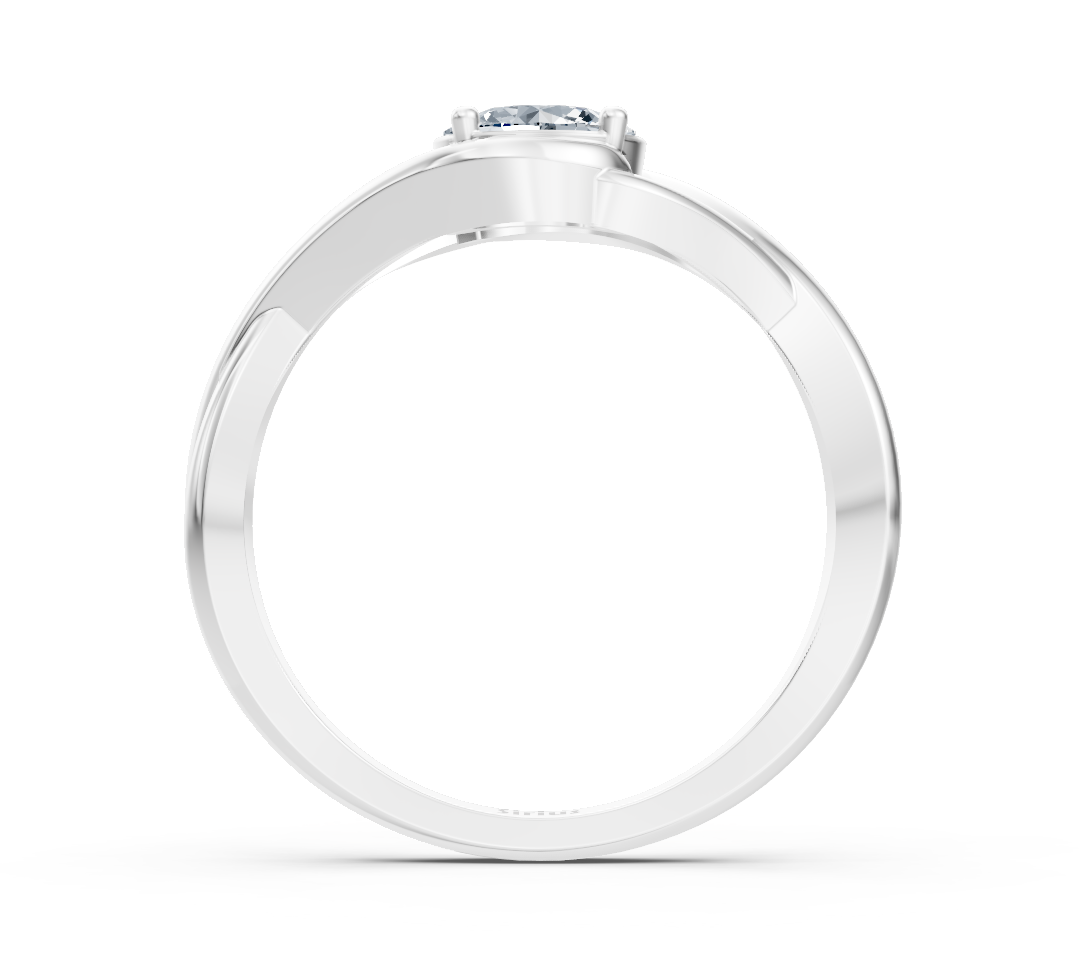 Lichtschwung solitaire ring made of white gold with round lab diamond