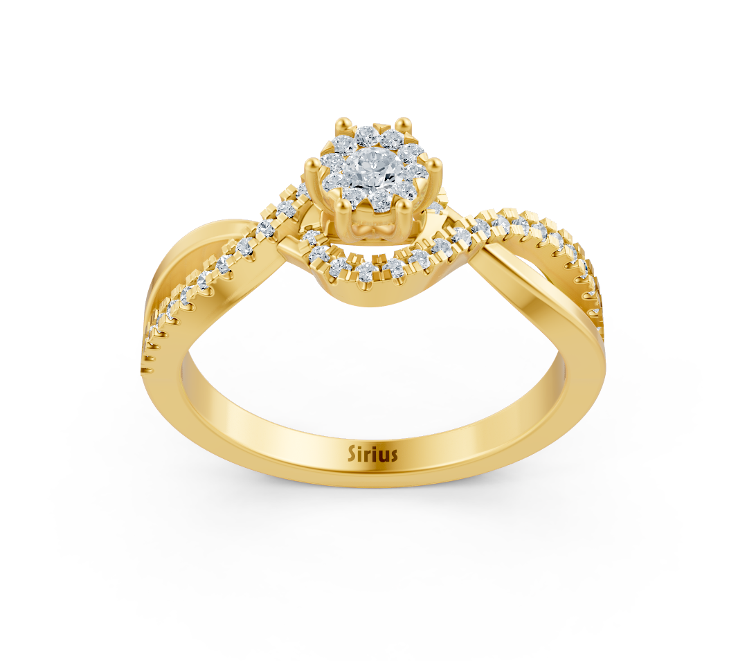 Verlobungsring aus 14K Gelbgold mit Diamanten