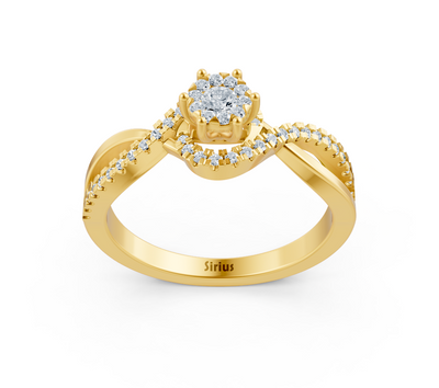 Verlobungsring aus 14K Gelbgold mit Diamanten
