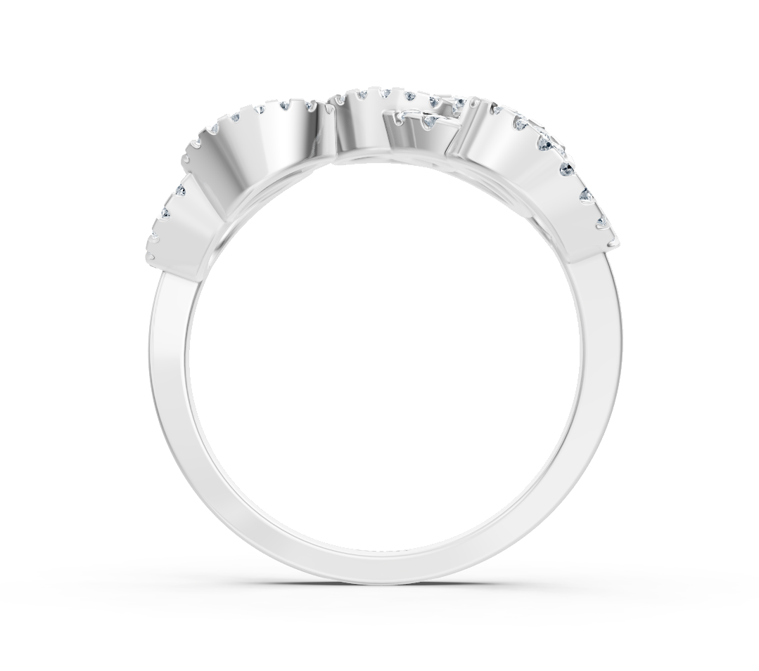 Eleganter Weißgold-Ring mit labordiamantenbesetzten Schleifen