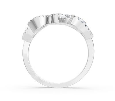 Eleganter Weißgold-Ring mit labordiamantenbesetzten Schleifen