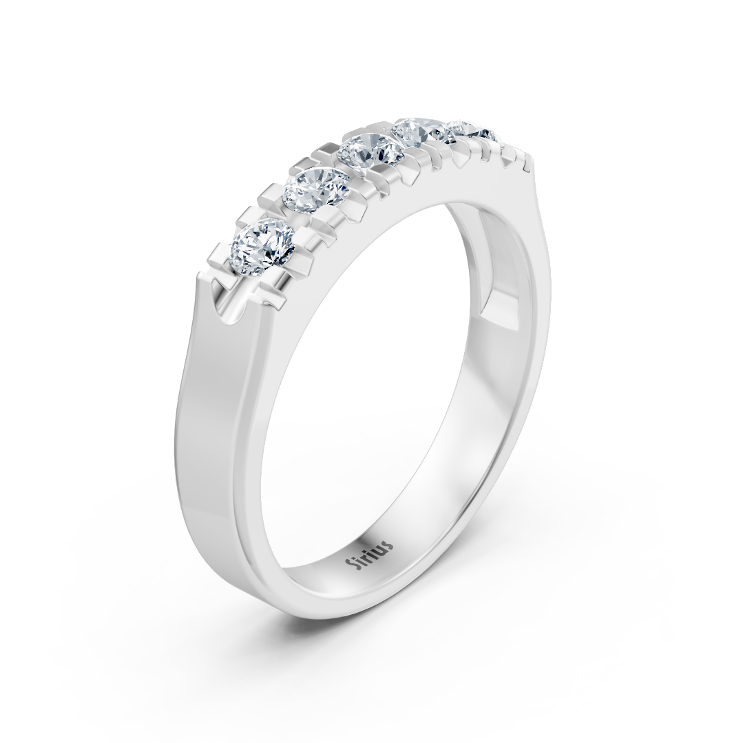 Half memory ring with lab diamonds in white gold – 77R0253