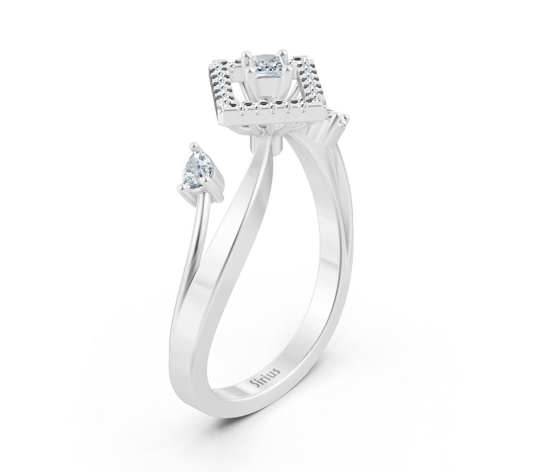 White gold ring with a geometric design and lab-grown diamonds – high-quality Jewelry from Rosy Lab Diamonds