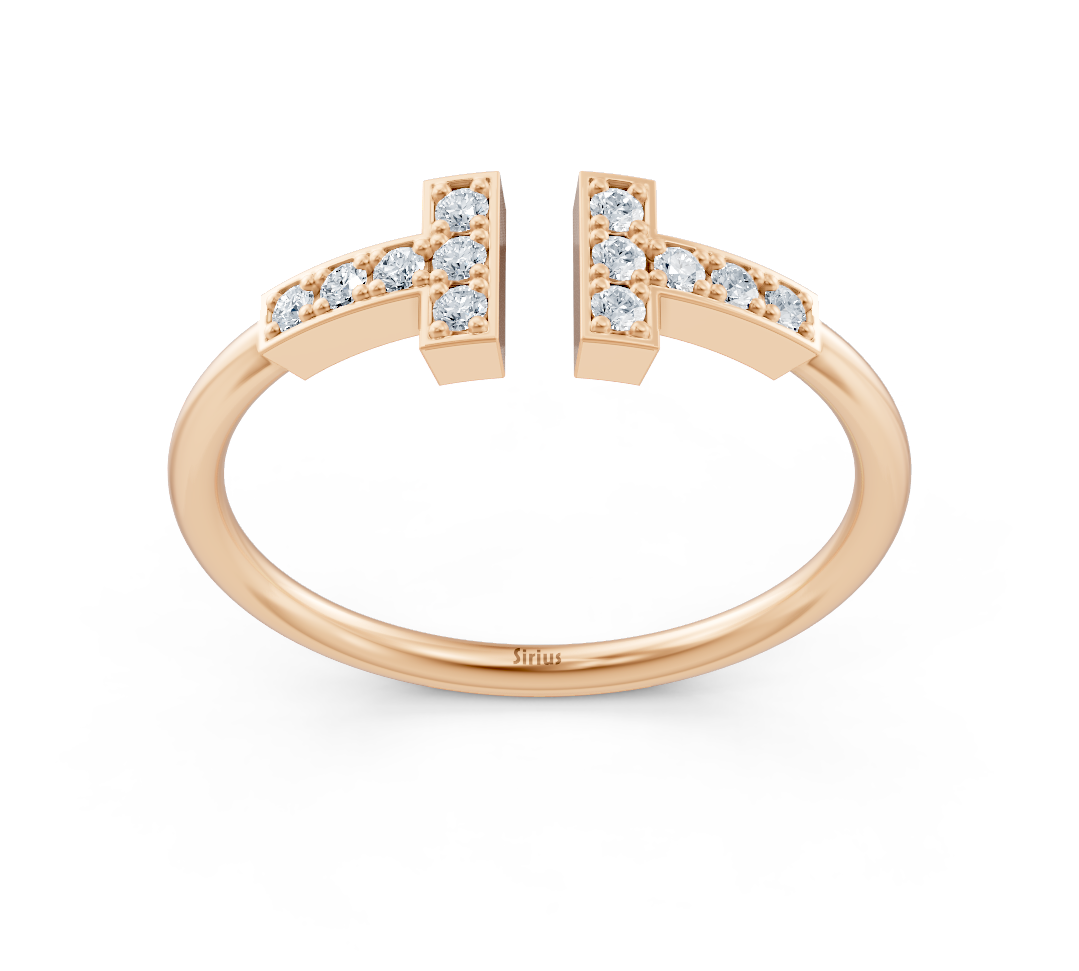 Zickzack-Ring mit Labor-Diamanten aus Roségold