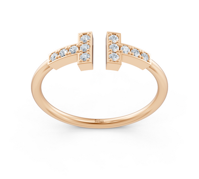 Zickzack-Ring mit Labor-Diamanten aus Roségold