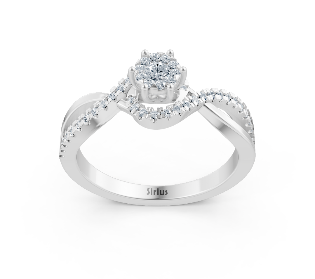Bague de fiançailles en Or Blanc 14 carats avec diamants - Bijoux haut de gamme de Rosy Lab Diamonds