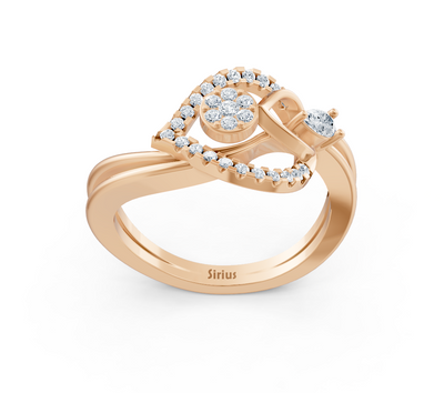 Romantic rose gold ring with heart shape and lab diamonds