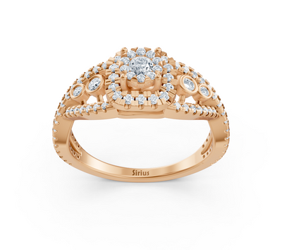 Elegant engagement ring in 14K rose gold with diamonds