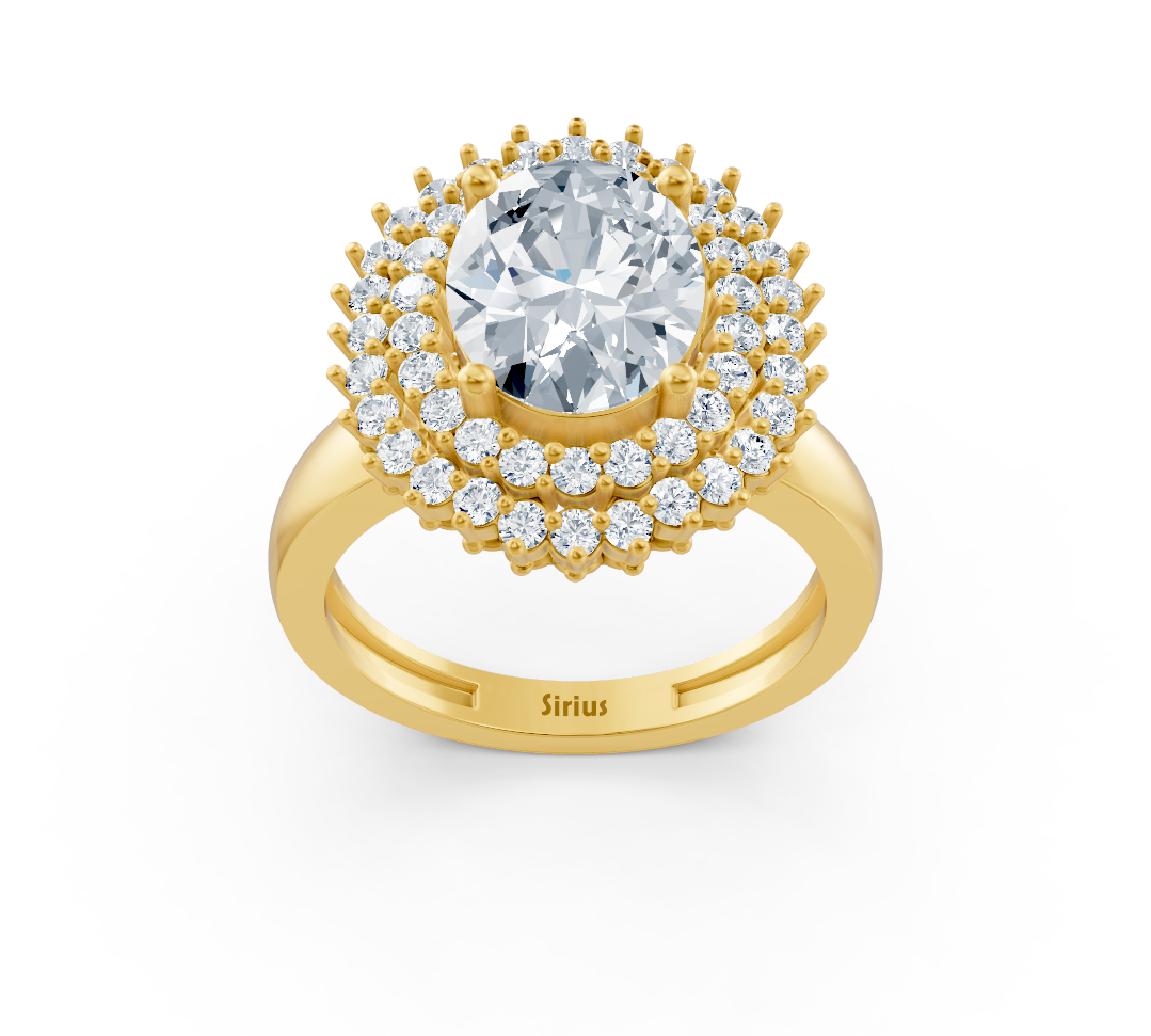 خاتم أنيق من ذهب أصفر بحجر مركزي بيضاوي - 1,61 قيراط - مجوهرات فاخرة من Rosy Lab Diamonds