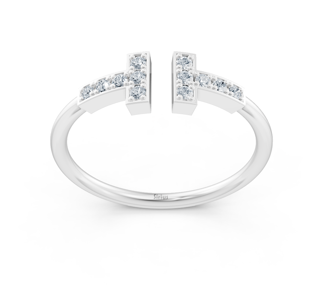 Zickzack-Ring mit Labor-Diamanten aus Weißgold