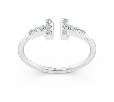 Zickzack-Ring mit Labor-Diamanten aus Weißgold