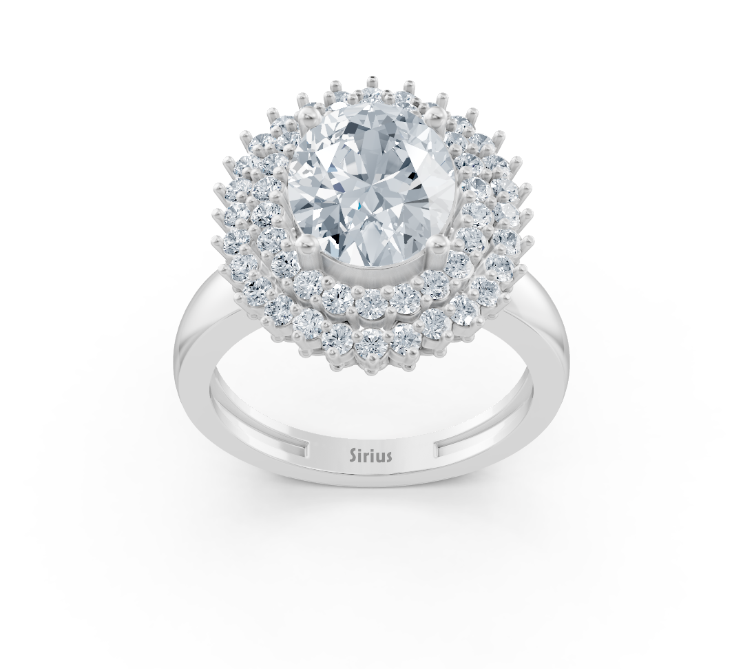 Elegant white gold ring with oval center stone – 1.61 carats