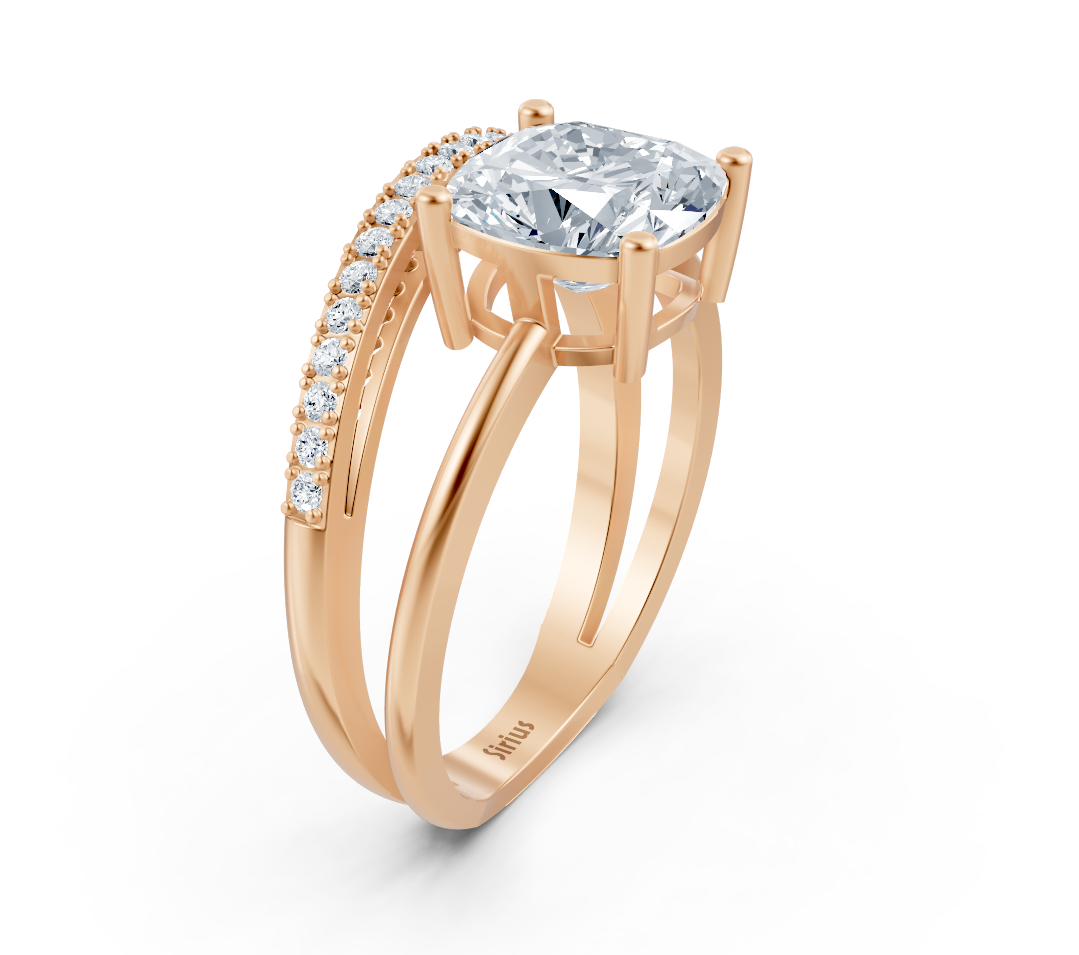 Bague élégante en Or Rose avec diamant de laboratoire taille coussin et rond – 2,28 ct – Bijoux haut de gamme de Rosy Lab Diamonds