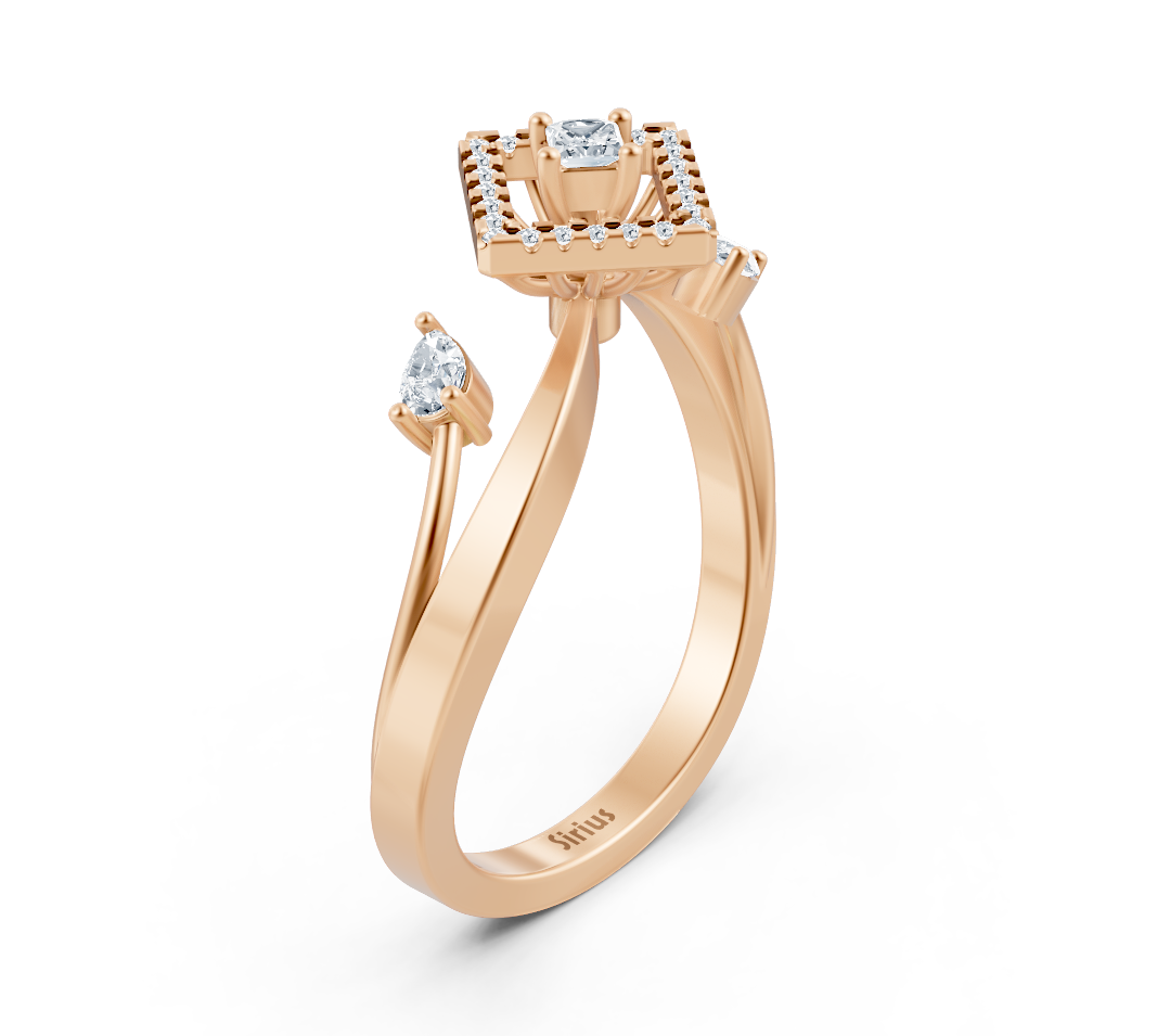 خاتم من الذهب الوردي بتصميم هندسي وألماس مُصنّع في المختبر - مجوهرات فاخرة من Rosy Lab Diamonds