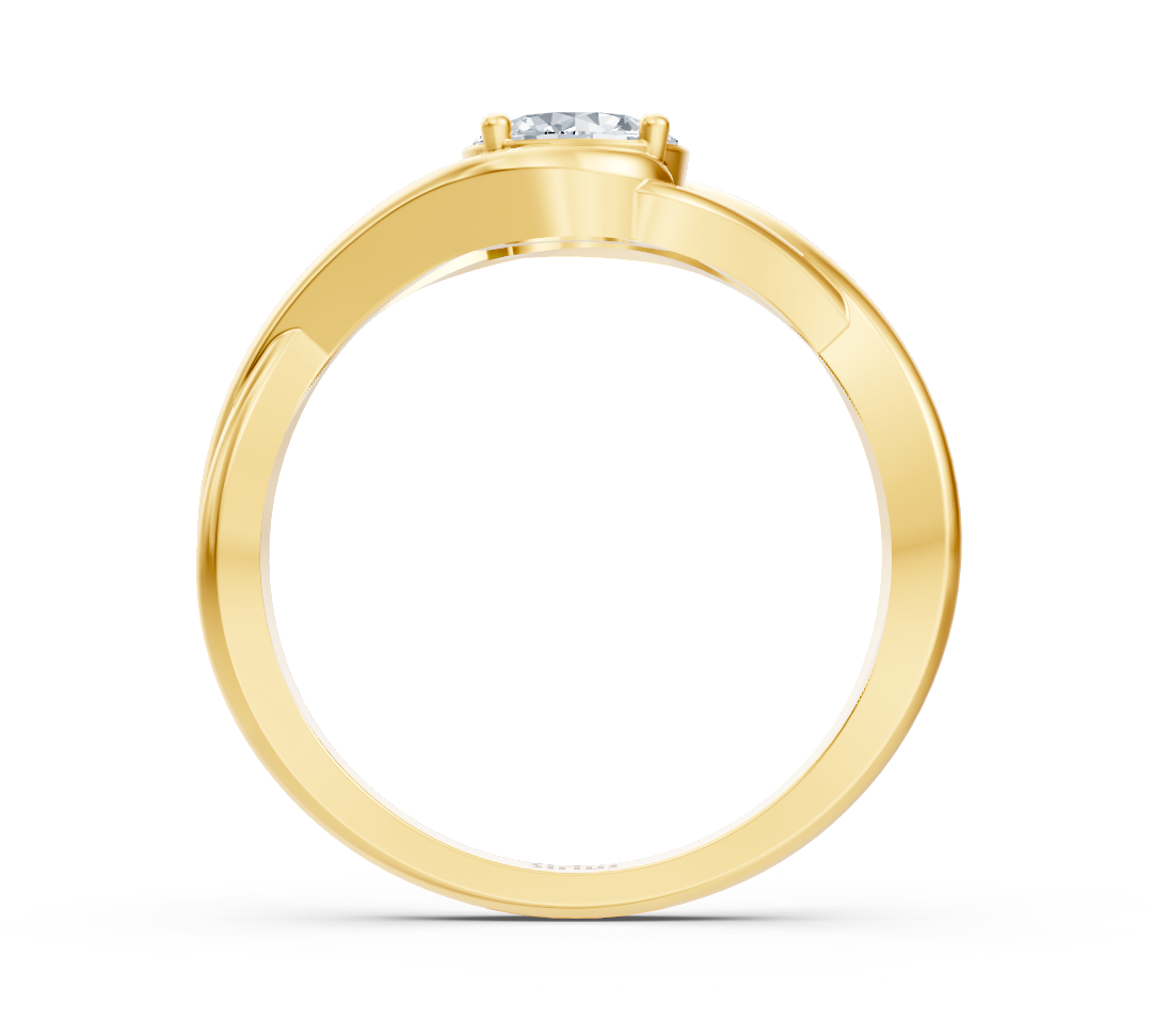 Bague solitaire Twiststrahl en Or Jaune avec diamant de laboratoire rond – Bijoux haut de gamme de Rosy Lab Diamonds