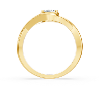 Twiststrahl Solitär-Ring aus Gelbgold mit rundem labordiamant