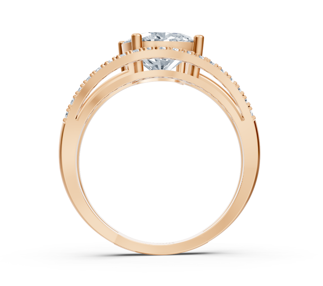 Élégante bague en Or Rose avec un Diamant de laboratoire taille coussin et rond - 2,28 ct - Bijoux haut de gamme de Rosy Lab Diamonds
