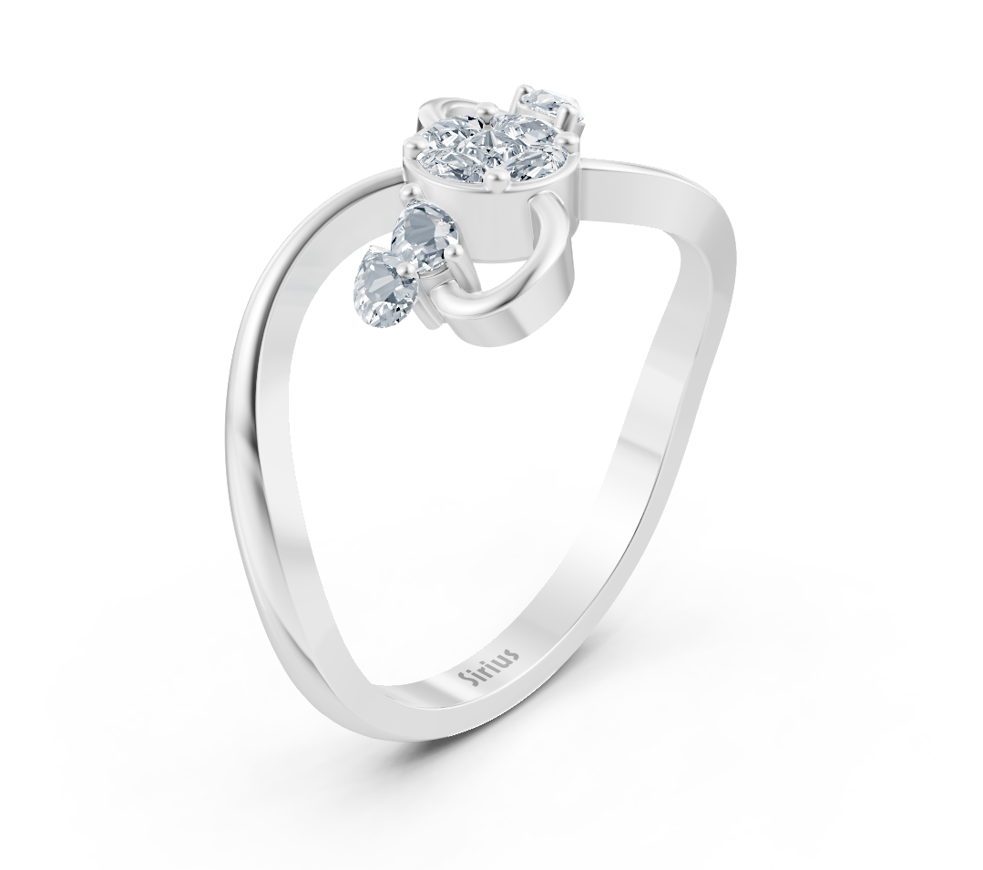 White gold ring with marquise, princess, and pear-shaped lab-grown diamonds - high-quality Jewelry by Rosy Lab Diamonds