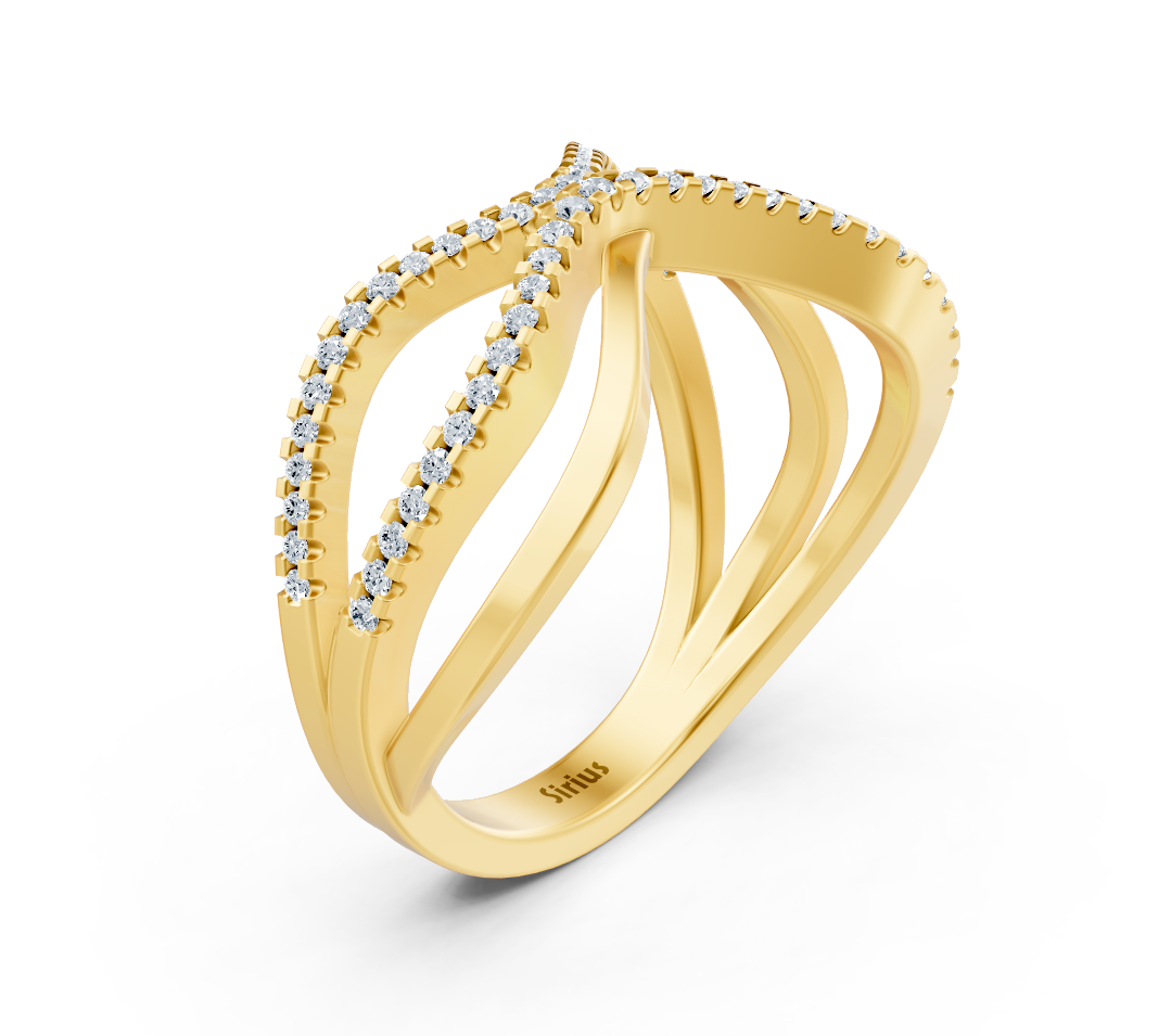 Bague moderne en Or Jaune au design entrecroisé et sertie de diamants de laboratoire – des Bijoux haut de gamme de Rosy Lab Diamonds