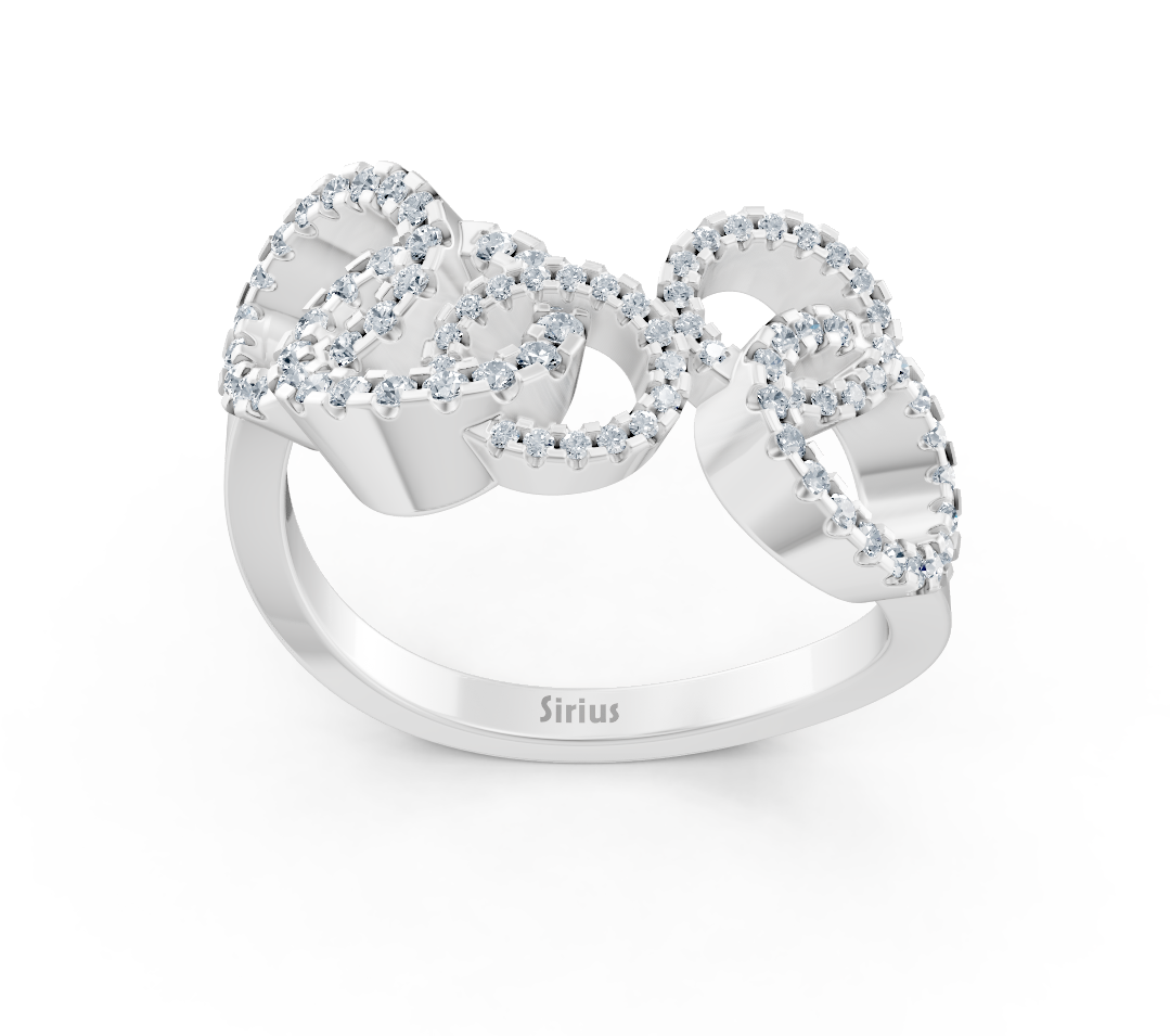 خاتم أنيق من ذهب أبيض بتصميمات مزينة بألماس مخبري - مجوهرات فاخرة من Rosy Lab Diamonds