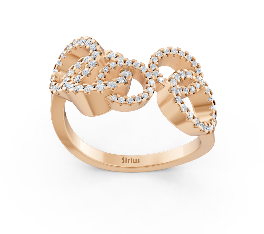 Romantic rose gold ring with lab diamond-studded bows