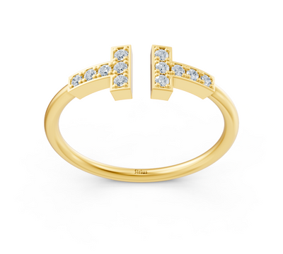 Zickzack-Ring aus Gelbgold mit funkelnden Labor-Diamanten