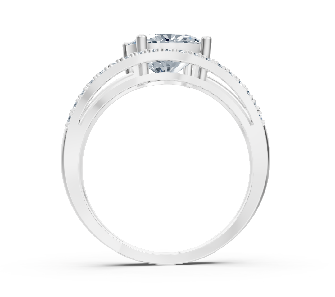 Eleganter Weißgold-Ring mit Cushion- und rundem laborgezüchtetem Diamant - 2,28 ct - hochwertiger Schmuck von Rosy Lab Diamonds