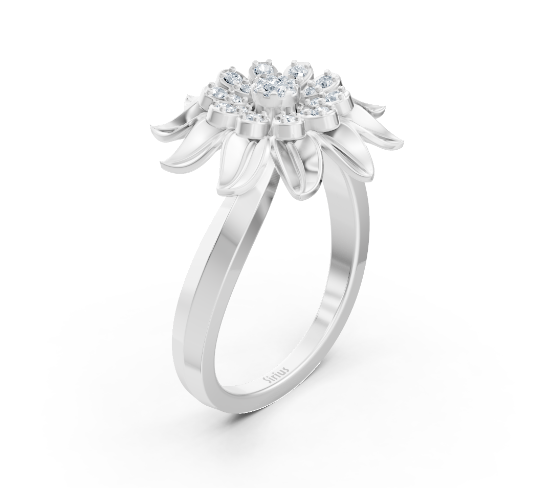 Bague élégante en or blanc avec diamants de laboratoire