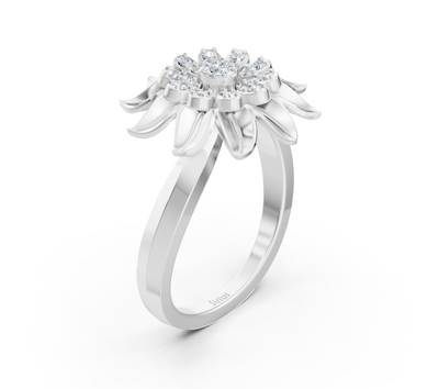 Bague élégante en or blanc avec diamants de laboratoire