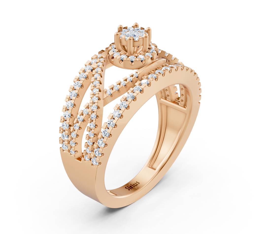 14K Rose Altın'da zarif elmas işlemeli Nişan Yüzüğü - Rosy Lab Diamonds'tan yüksek kaliteli Mücevher