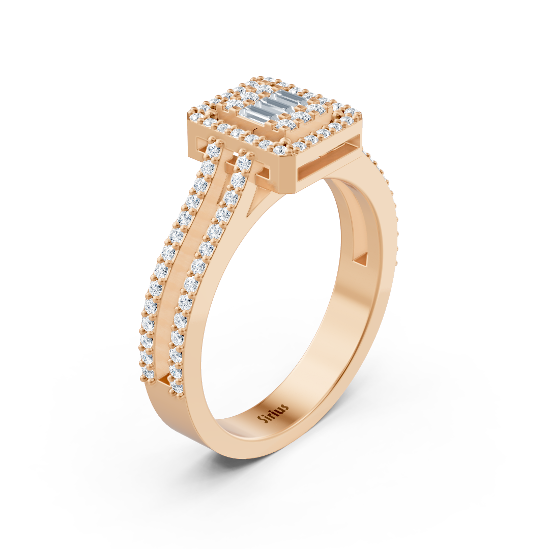 Cocktail ring with lab diamonds in rose gold – 77R0254