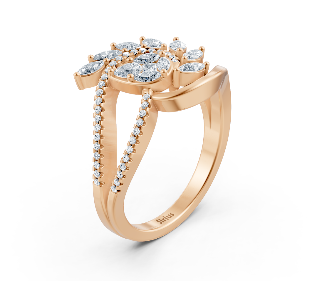 Rose gold flower ring with various cuts – high-quality Jewelry from Rosy Lab Diamonds