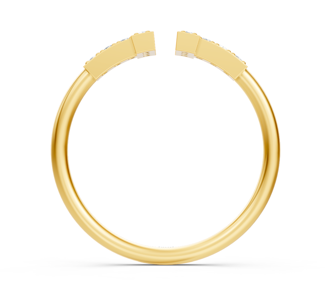 Zickzack-Ring aus Gelbgold mit funkelnden Labor-Diamanten