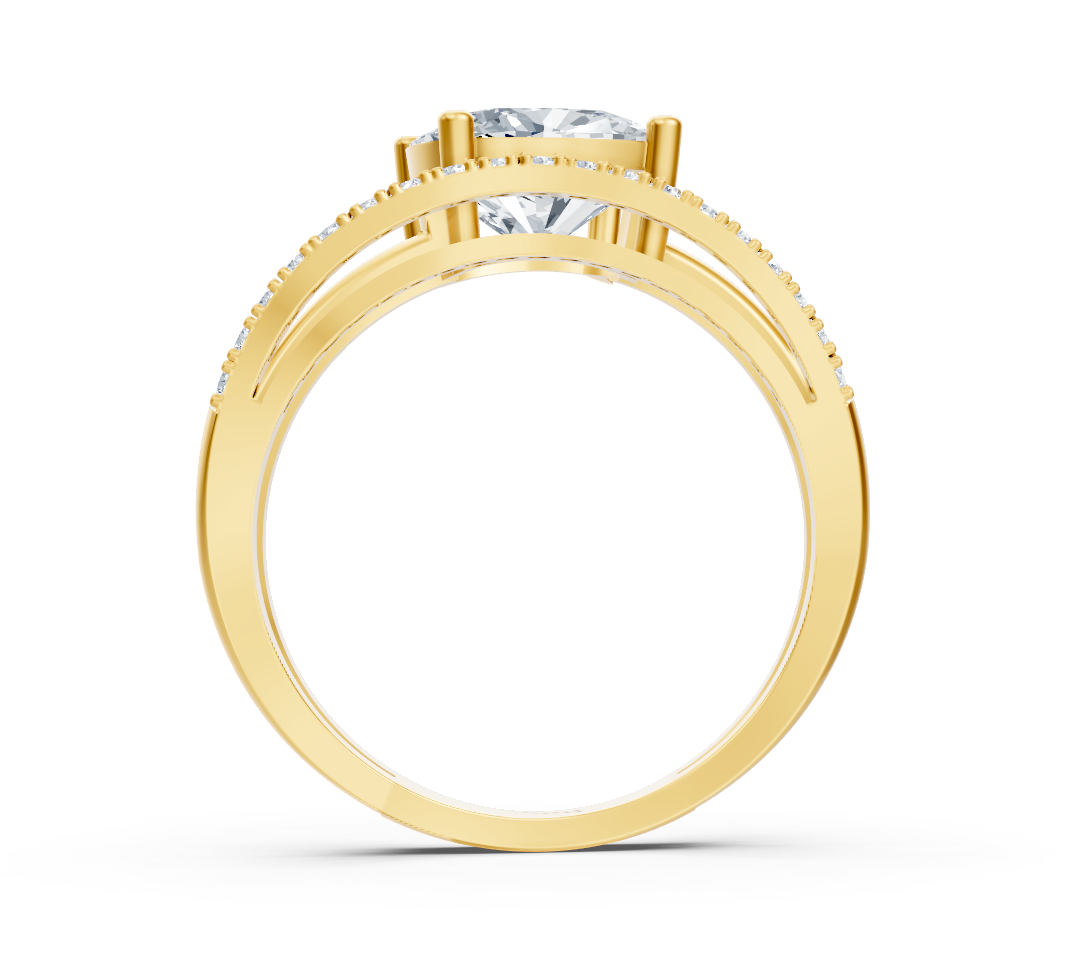 Elegant Yellow Gold ring with cushion-cut and round lab-grown Diamond – 2.28 ct – high-quality Jewelry by Rosy Lab Diamonds