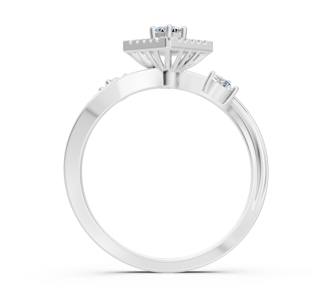 White gold ring with a geometric design and lab-grown diamonds – high-quality Jewelry from Rosy Lab Diamonds
