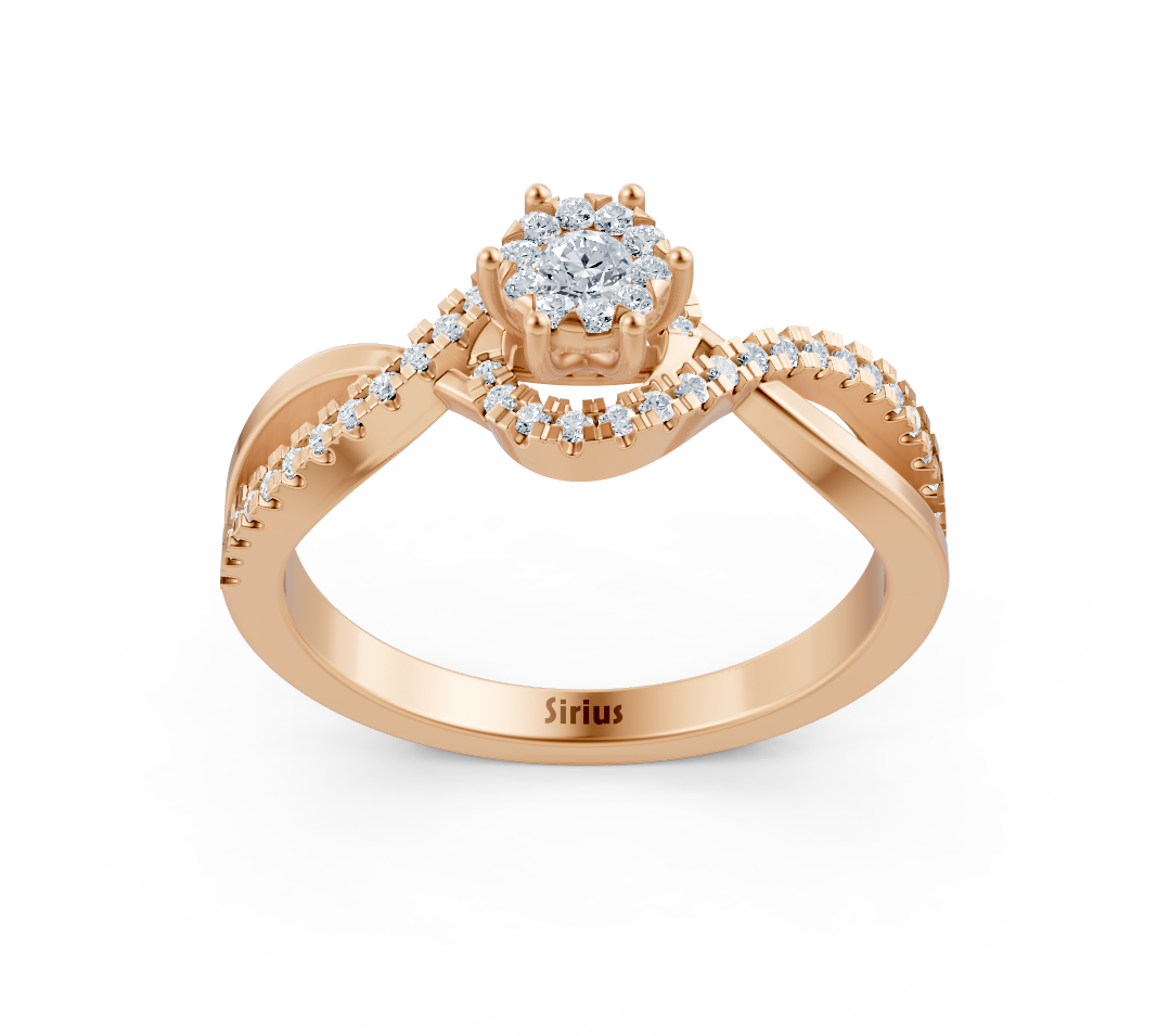 Verlobungsring aus 14K Roségold mit Diamanten