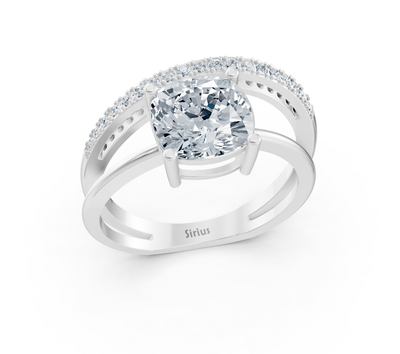 Elegant white gold ring with cushion and round lab-grown diamond – 2.28 ct